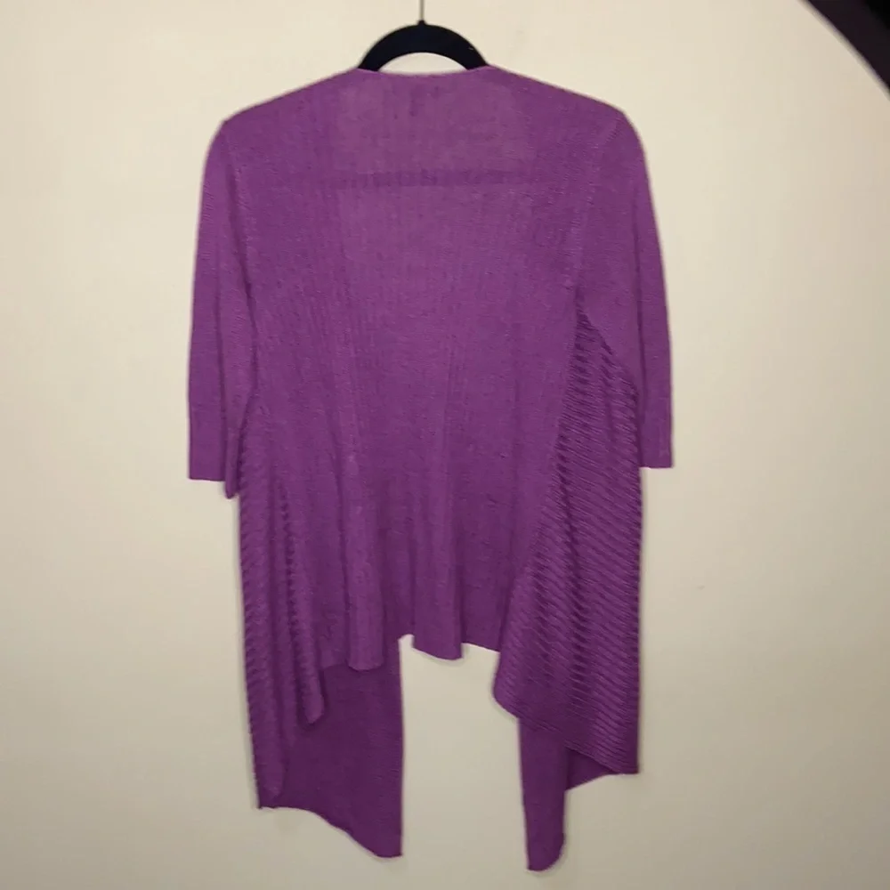Eileen Fisher asymmetrical open front silk linen blend Cardigan Sweater